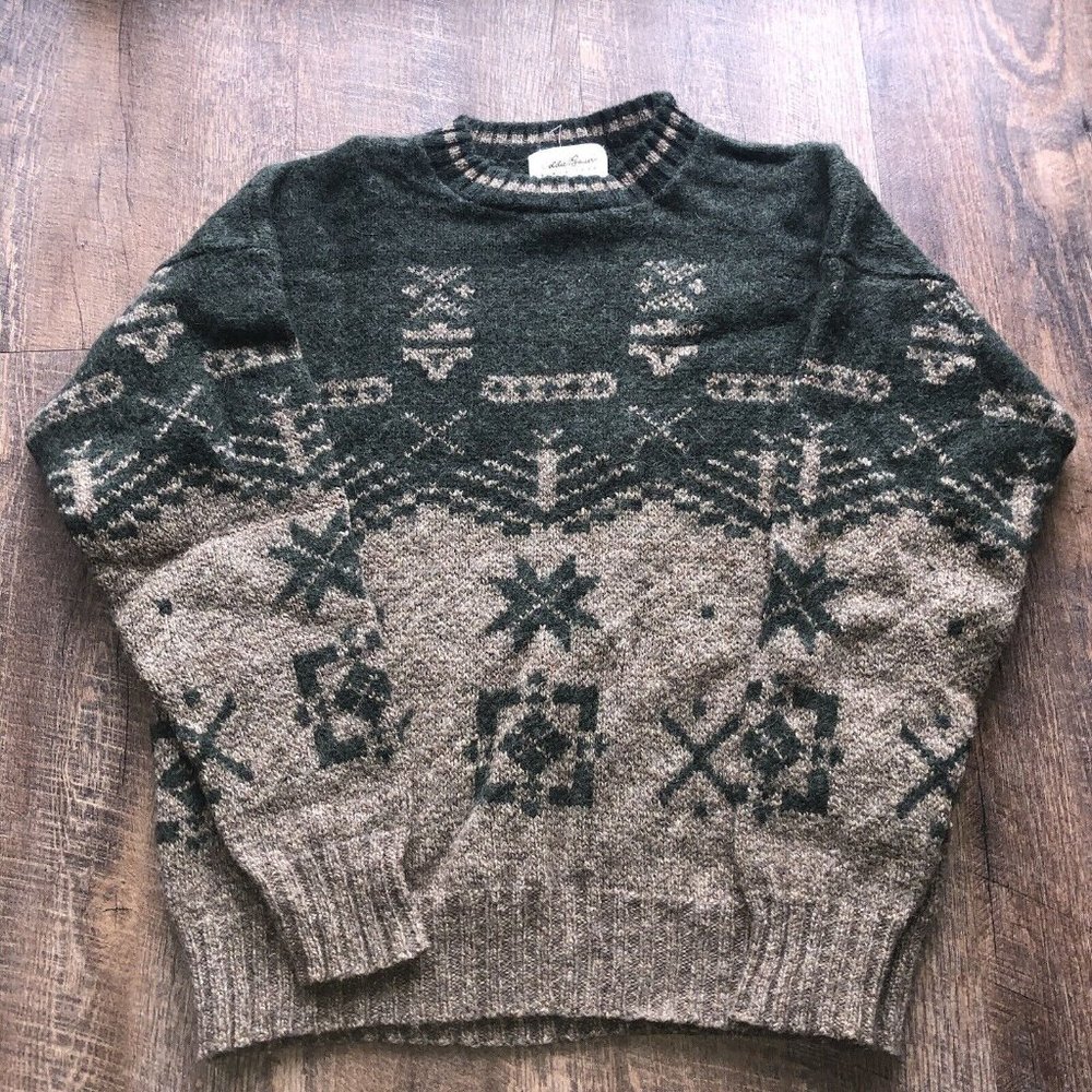 Vintage Eddie Bauer Wool Christmas Sweater Men’s Large RARE
